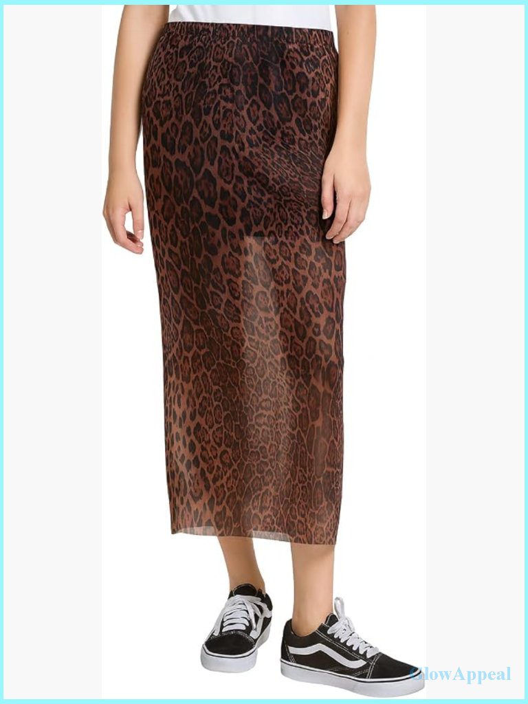 Sheer Mesh Maxi Skirt Elastic Waist Lightweight Long Layered
